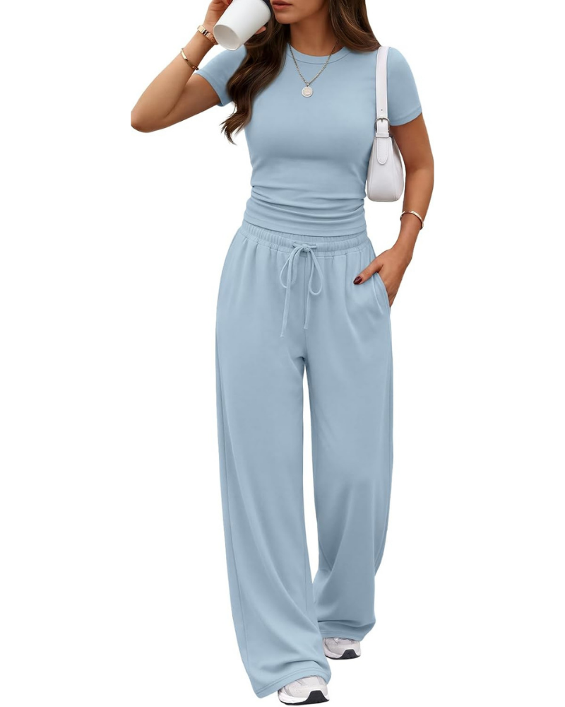 Ensemble Hadley Donna 2 pièces – Top froncé et pantalon large avec poches