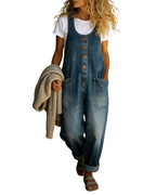 Bexley Women's Denim Overalls – Baggy Fit, Wide Legs, and Pockets