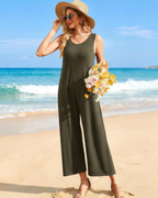Chaqueta de verano para mujer Hollis – Cuello redondo, espalda en V, pierna ancha y bolsillos