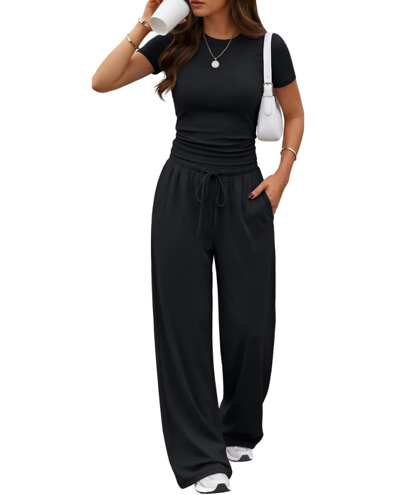 Ensemble Hadley Donna 2 pièces – Top froncé et pantalon large avec poches