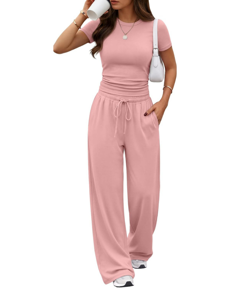 Ensemble Hadley Donna 2 pièces – Top froncé et pantalon large avec poches