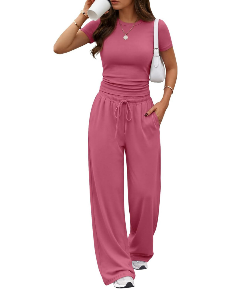 Ensemble Hadley Donna 2 pièces – Top froncé et pantalon large avec poches