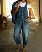 Bexley Women's Denim Overalls – Baggy Fit, Wide Legs, and Pockets