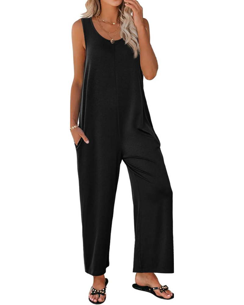 Combinaison d'été pour femme Hollis – Col rond, dos en V, jambes larges et poches