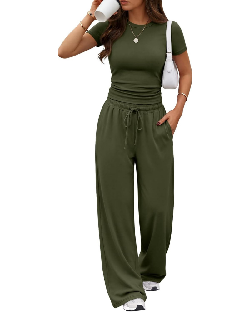 Ensemble Hadley Donna 2 pièces – Top froncé et pantalon large avec poches