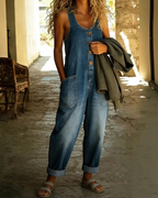 Bexley Women's Denim Overalls – Baggy Fit, Wide Legs, and Pockets