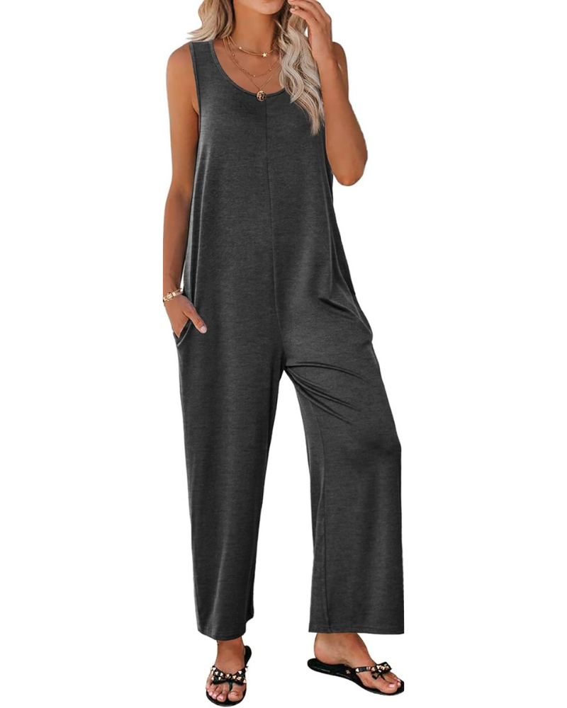 Combinaison d'été pour femme Hollis – Col rond, dos en V, jambes larges et poches