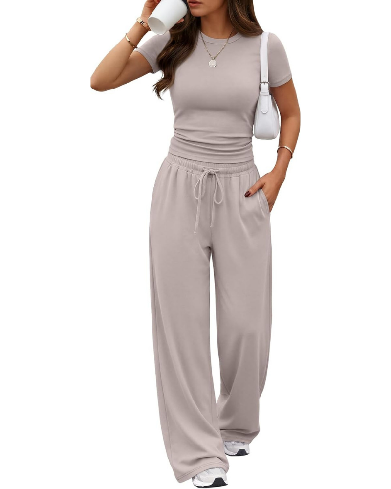 Ensemble Hadley Donna 2 pièces – Top froncé et pantalon large avec poches