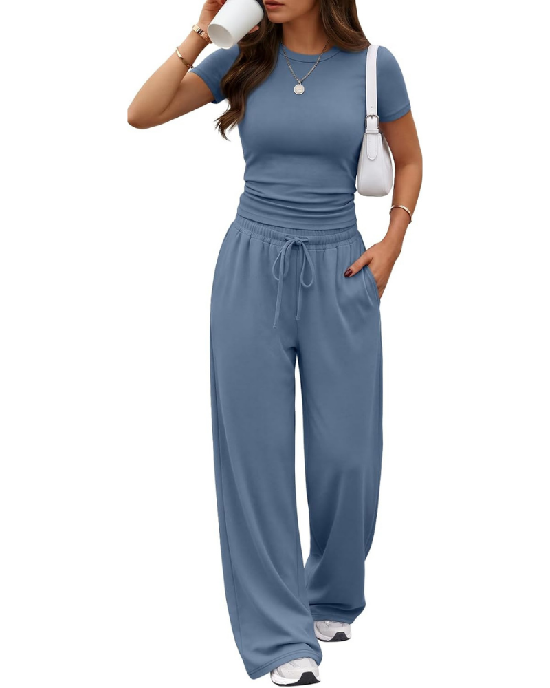 Ensemble Hadley Donna 2 pièces – Top froncé et pantalon large avec poches