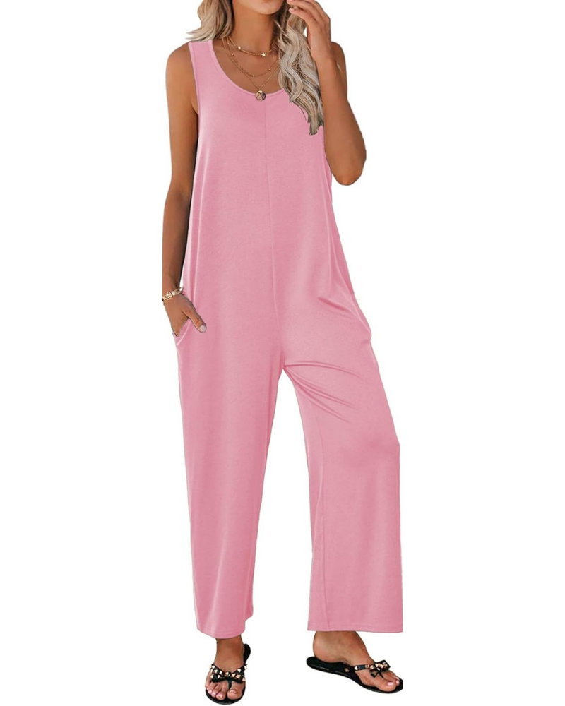 Combinaison d'été pour femme Hollis – Col rond, dos en V, jambes larges et poches