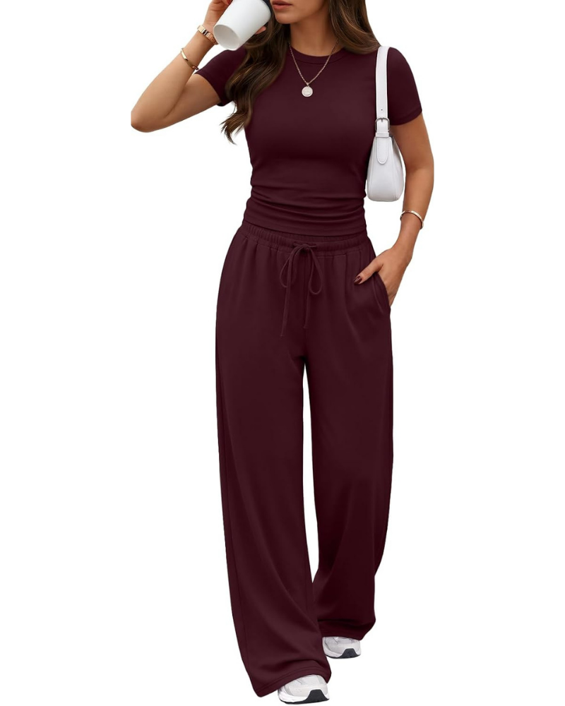 Ensemble Hadley Donna 2 pièces – Top froncé et pantalon large avec poches