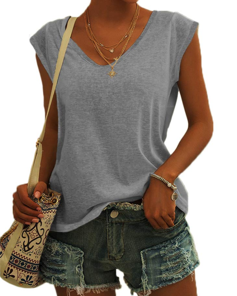 Isla T-Shirt Damen – Basic-Top mit V-Ausschnitt, lockerer Passform & Stretchstoff