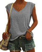 Isla T-Shirt Damen – Basic-Top mit V-Ausschnitt, lockerer Passform & Stretchstoff