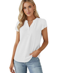 Gabriella Blusa para mujer – Top de gasa con escote en V, botones y mangas abullonadas