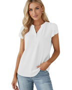 Gabriella Blusa para mujer – Top de gasa con escote en V, botones y mangas abullonadas