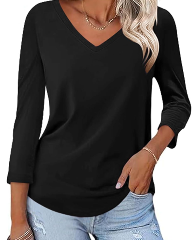 Carys Blusa Donna – Top Floreale con Scollo a V, Maniche 3/4 e Orlo Curvo