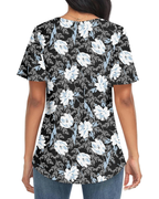 Tamsin Blouse Femme – Top en chiffon avec col en V et manches tulipe