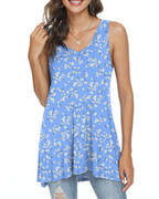 Nadine Canotta Women’s – Long Tunic with V-Neck, Pleats, and Flared Hem