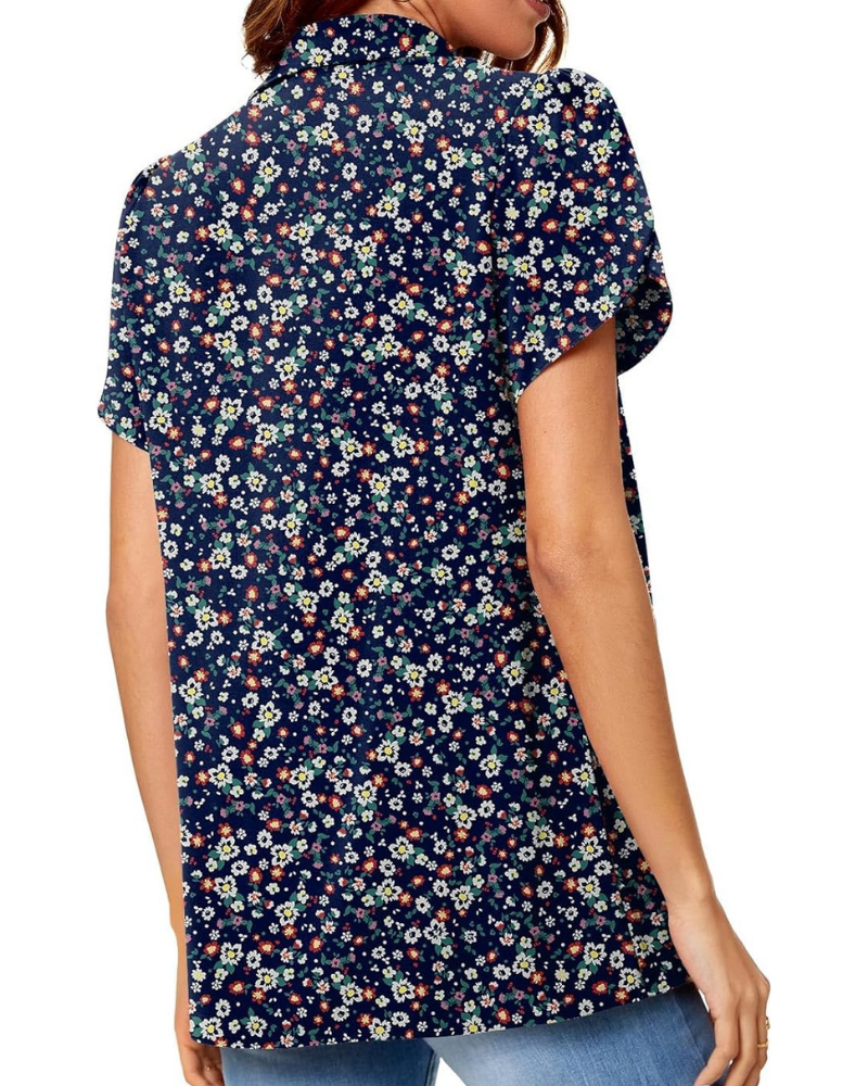 Gwendolyn Blouse Femme – Tunique en Chiffon avec Col en V et Manches Pétales