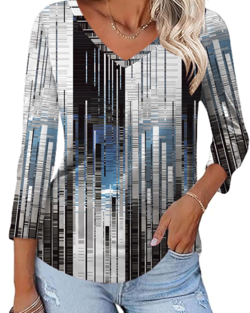 Carys Blusa Donna – Top Floreale con Scollo a V, Maniche 3/4 e Orlo Curvo