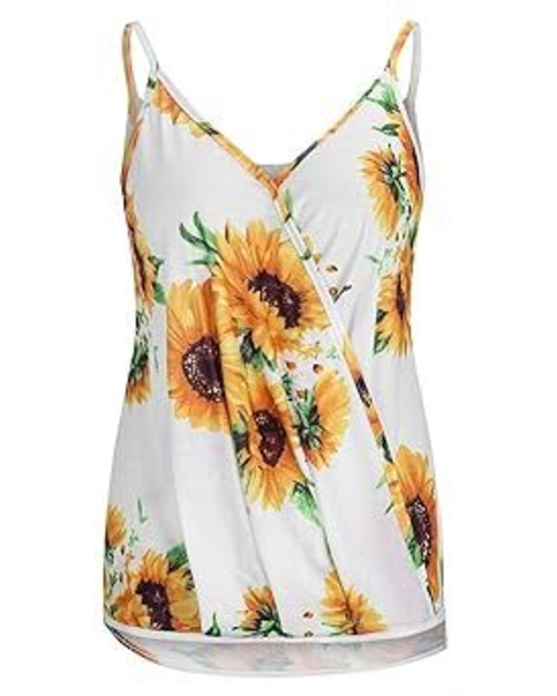 Amber Canotta Damen – Florales Top mit V-Ausschnitt und verstellbaren Trägern