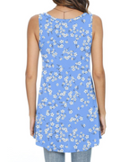 Nadine Canotta Women’s – Long Tunic with V-Neck, Pleats, and Flared Hem