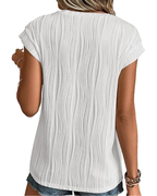 Seraphina Blusa Donna – Top texturizado con cuello redondo y mangas murciélago