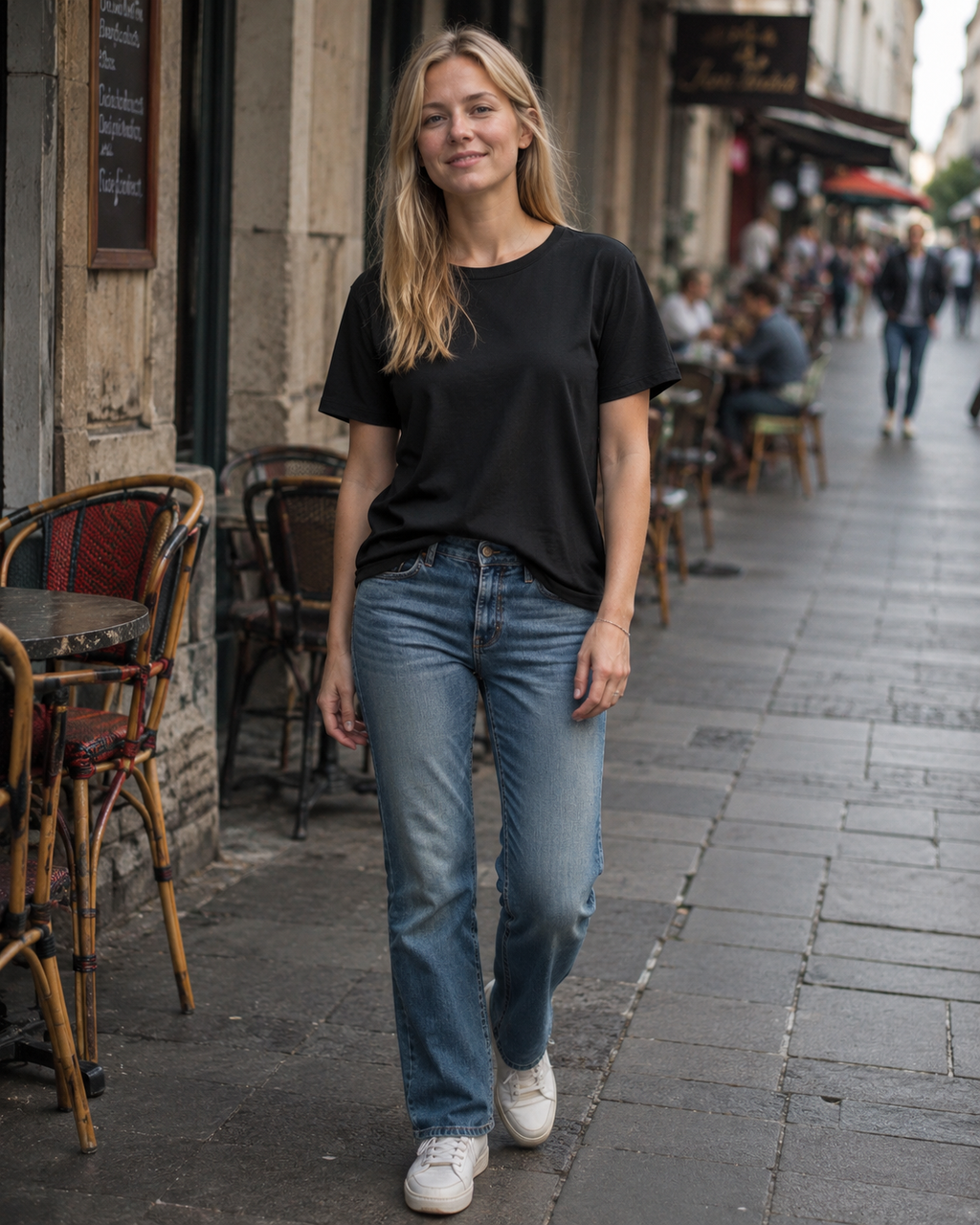Caroline T-Shirt Damen – Basic-Top mit Rundhalsausschnitt, kurzen Ärmeln und Stretchstoff