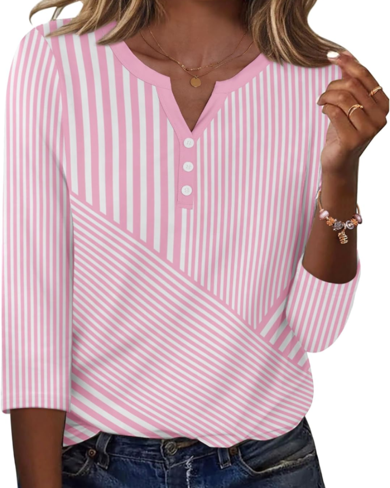 Jocelyn Camicetta Donna – Tessuto Satinato, Scollo a V, Maniche 3/4 e Bottoni