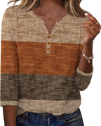 Jocelyn Women's Blouse – Satin Fabric, V-Neck, 3/4 Sleeves and Buttons