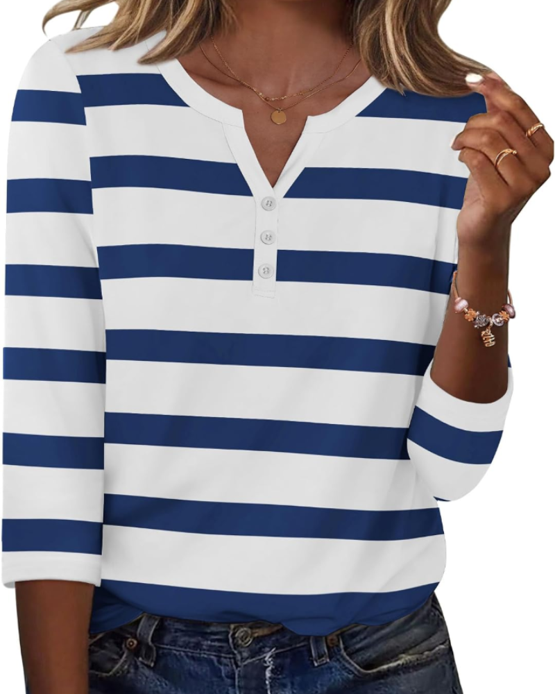 Jocelyn Camicetta Donna – Tessuto Satinato, Scollo a V, Maniche 3/4 e Bottoni