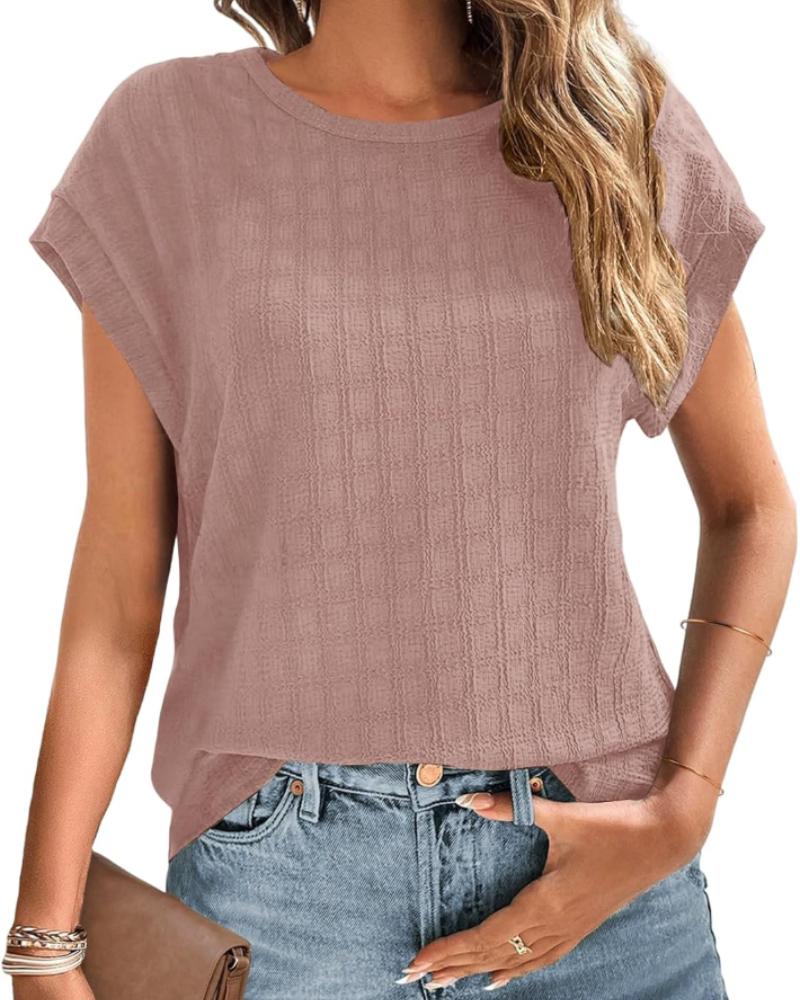 Blouse Estelle pour femme – Tunique avec broderie Sangallo, col rond et manches à volant