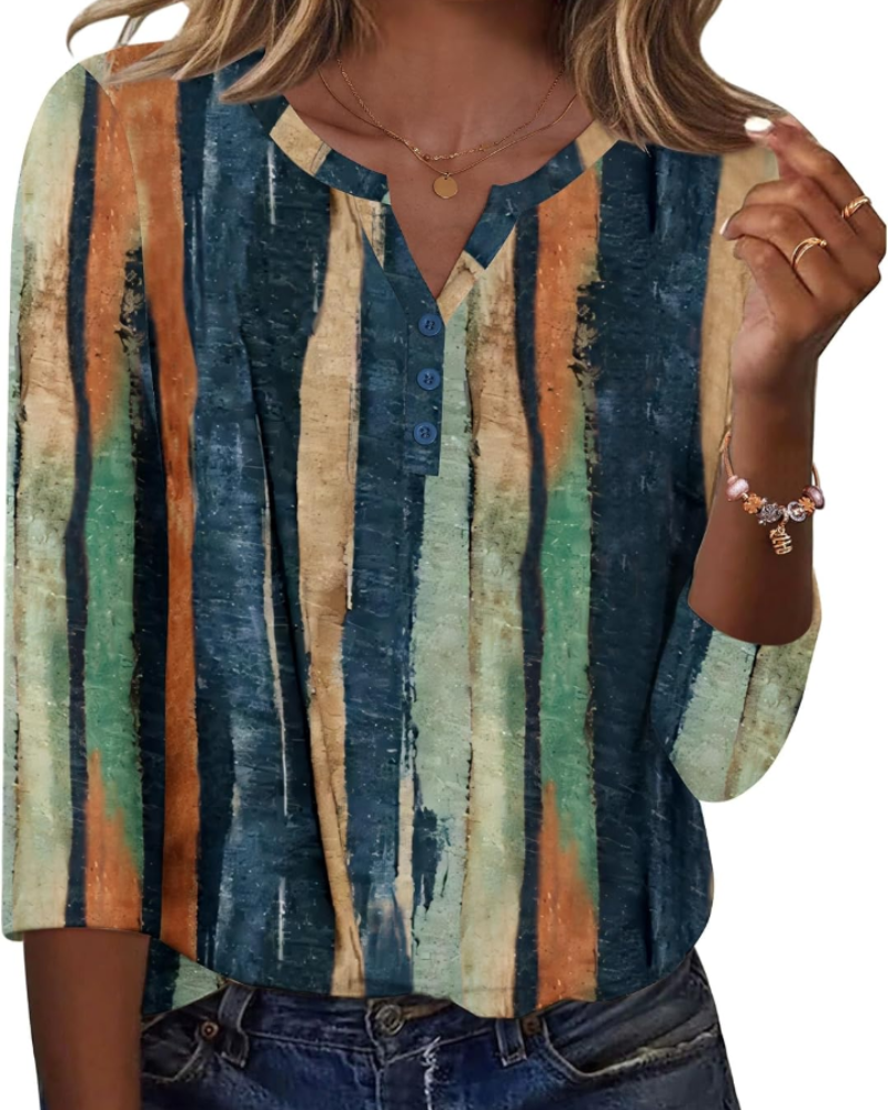 Jocelyn Camicetta Donna – Tessuto Satinato, Scollo a V, Maniche 3/4 e Bottoni
