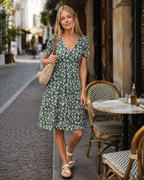 Avery Dámské šaty – šaty Fit & Flare s výstřihem do V, nařaseným pasem a áčkovou linií